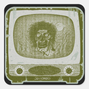 Zombie på TV Fyrkantigt Klistermärke