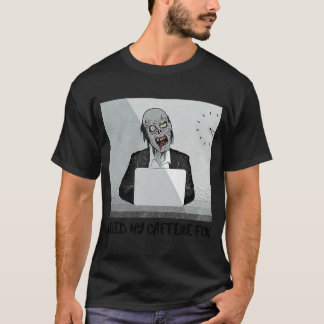 ZOMBIE PÅ ZOOMKLASS SÖMNIG BEHÖVER KAFFE KOFFEIN  T SHIRT
