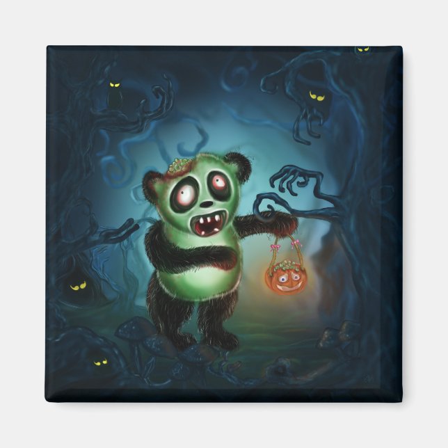 Zombie Panda Halloween Forest Magnet (Framsidan)