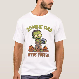 Zombie Pappa Kaffe Halloween T-Shirt för Pappor