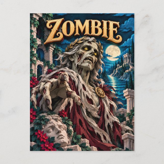 Zombie, Pappersklippt Monster Vykort (Framsida)