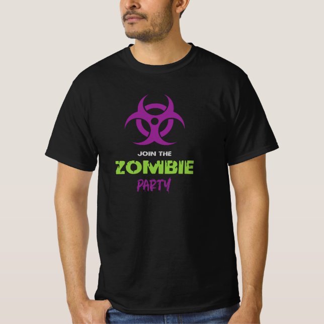 Zombie Party Apocalypse Undead T Shirt (Framsida)
