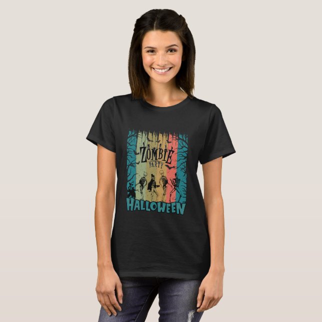 Zombie Party, Halloween T Shirt (Hel framsida)