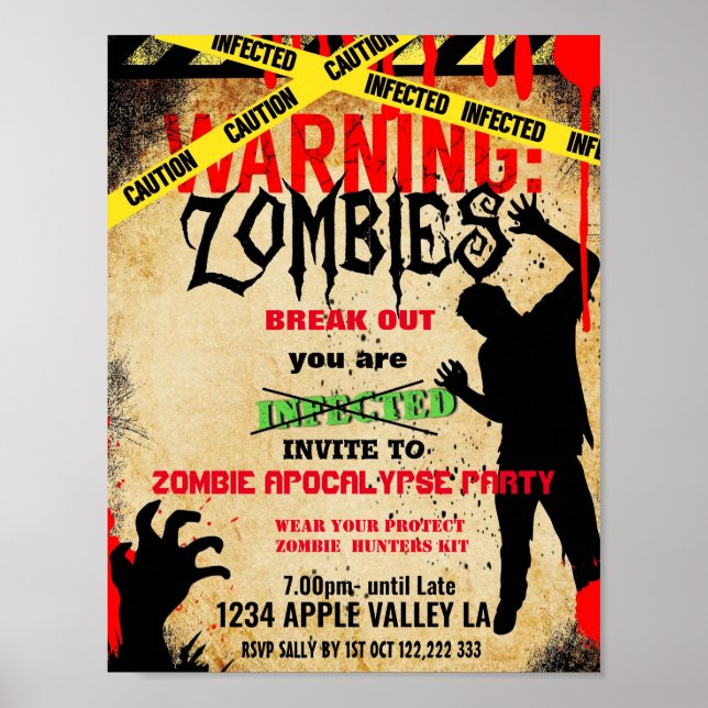 zombie party-temathändelse poster (Framsidan)