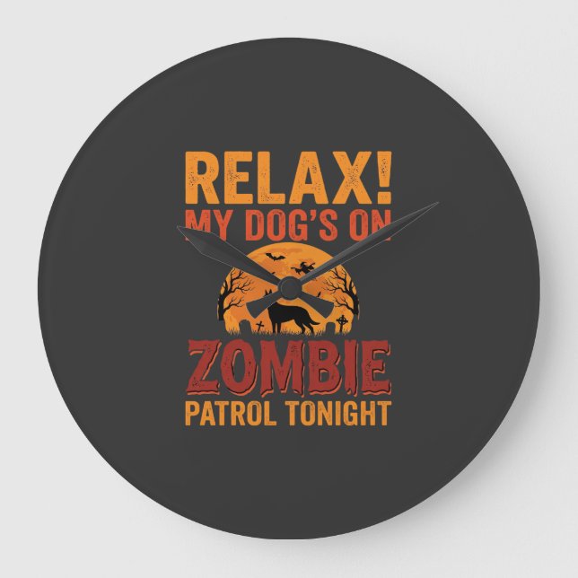 Zombie patrullhund Halloween Stor Klocka (Framsida)