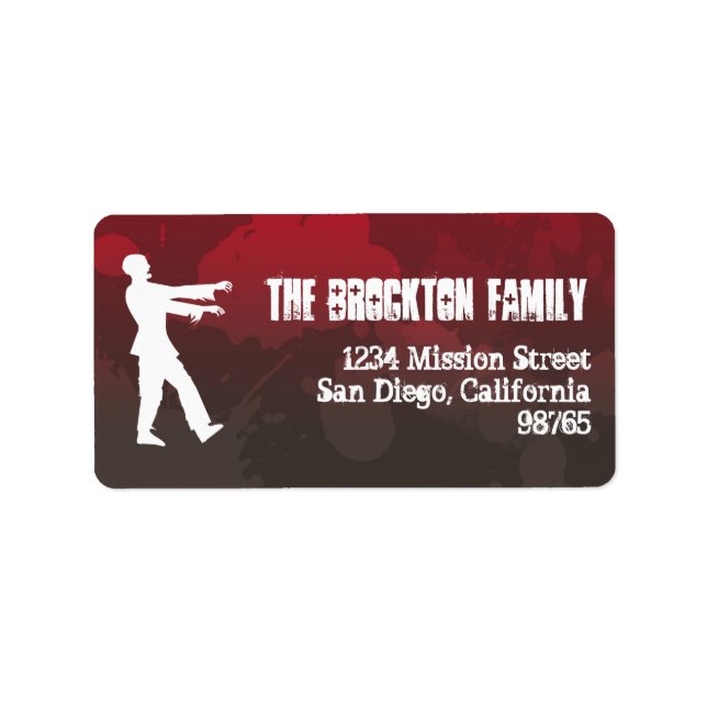 Zombie-pestinvasionen rödsplatter gore Halloween Adressetikett (Framsidan)