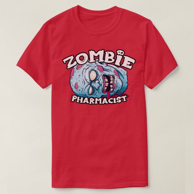 Zombie PHARMACIST Halloween Simple Costume T Shirt (Design framsida)