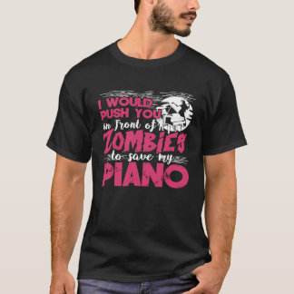 Zombie Piano Player Pianist Tangentbord Funny Grap T Shirt
