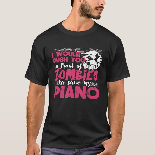 Zombie Piano Player Pianist Tangentbord Funny Grap T Shirt (Framsida)