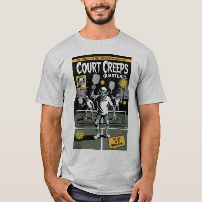 Zombie Pickleball Paddle Serieteckning T Shirt (Framsida)