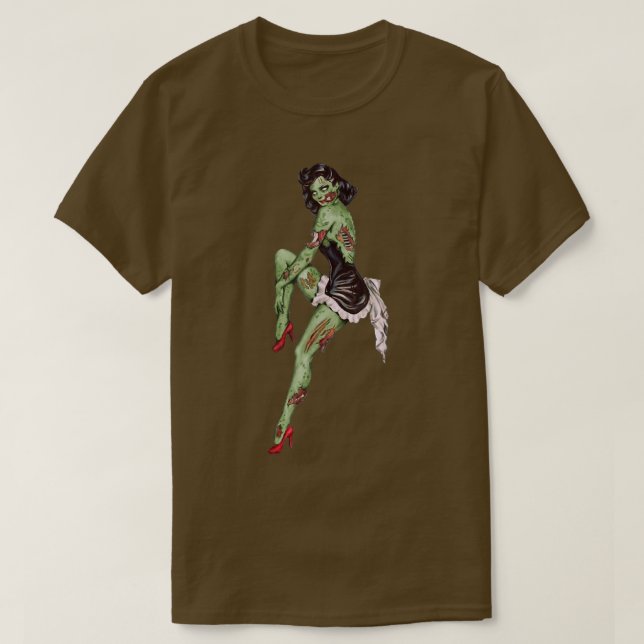 Zombie Pin Up Girl Halloween 6941 T Shirt (Design framsida)