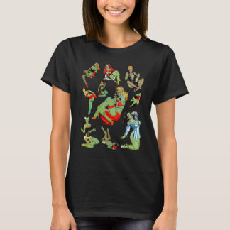 Zombie Pin Up Girl Halloween Sassy Cute Collage Ap T Shirt