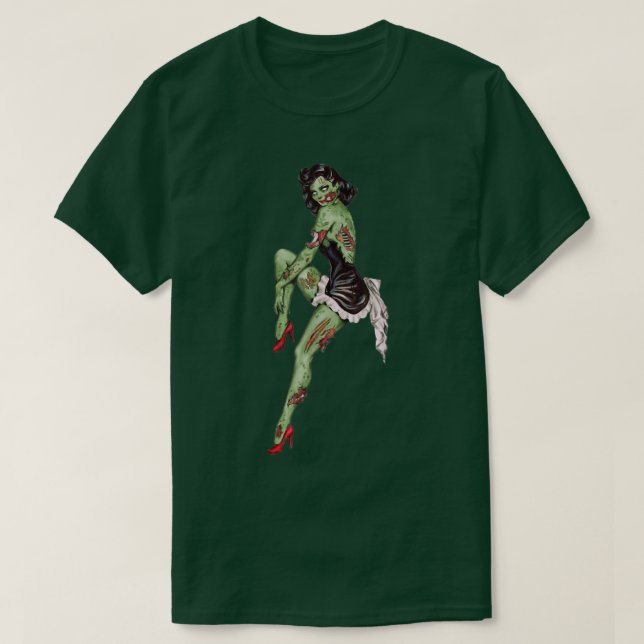 Zombie Pin Up Girl Halloween T Shirt (Design framsida)