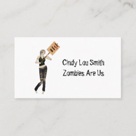 Zombie Pin Up Girl Protest I Contact Card Visitkort