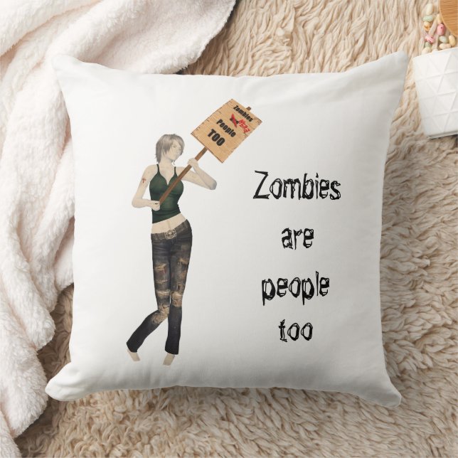Zombie Pin Up Girl Protest i Dekorativ kudde (Filt)