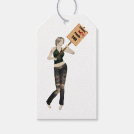 Zombie Pin Up Girl Protest I Gift Märkre Presentetikett