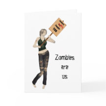 Zombie Pin Up Girl Protest I Halloween Card