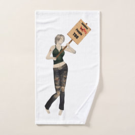 Zombie Pin Up Girl Protest I Hand Towel