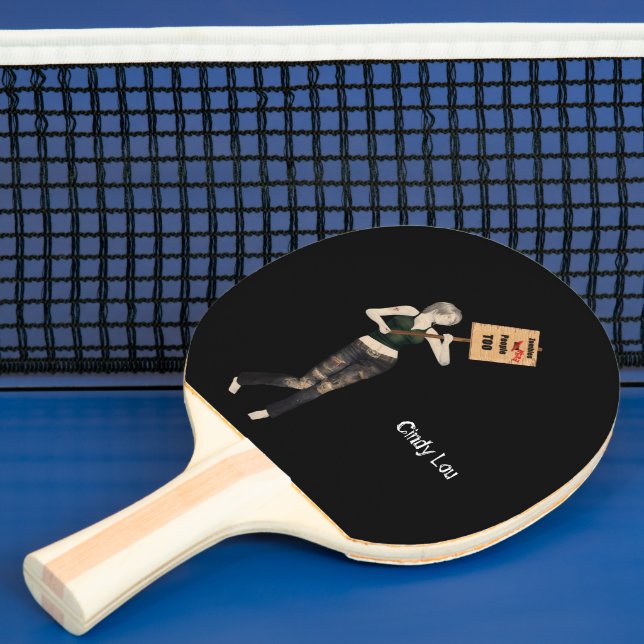 Zombie Pin Up Girl Protest I Ping Pong Paddle Pingisracket (Insitu)