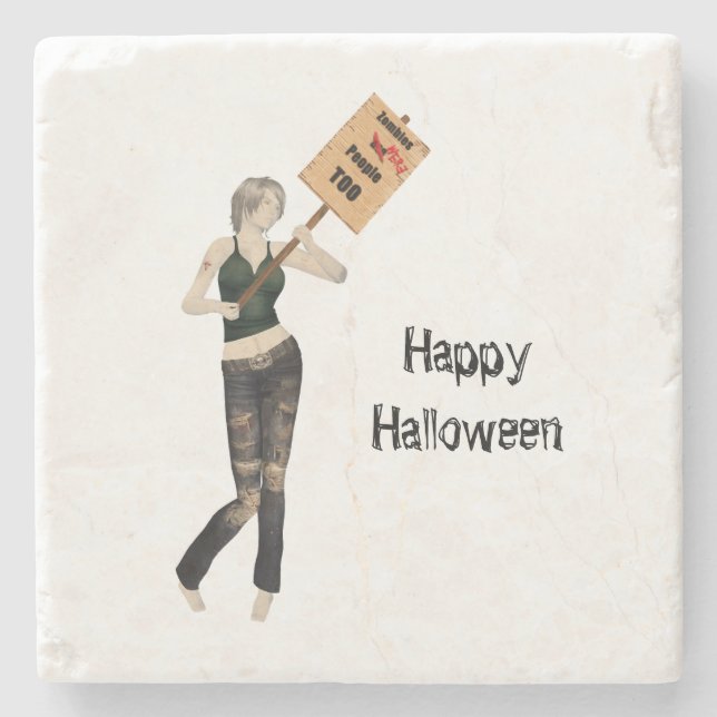 Zombie Pin Up Girl Protest I Stone Underlägg (Framsidan)