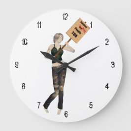 Zombie Pin Up Girl Protest I Wall Clock Stor Klocka