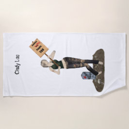 Zombie Pin Up Girl Protest II Beach Towel