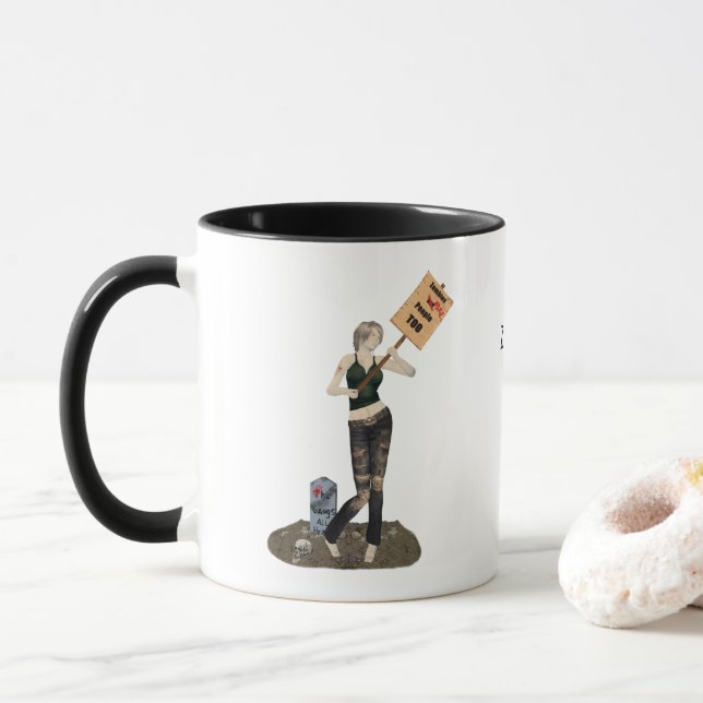Zombie Pin Up Girl Protest II Coffee Mugg (Med munk)
