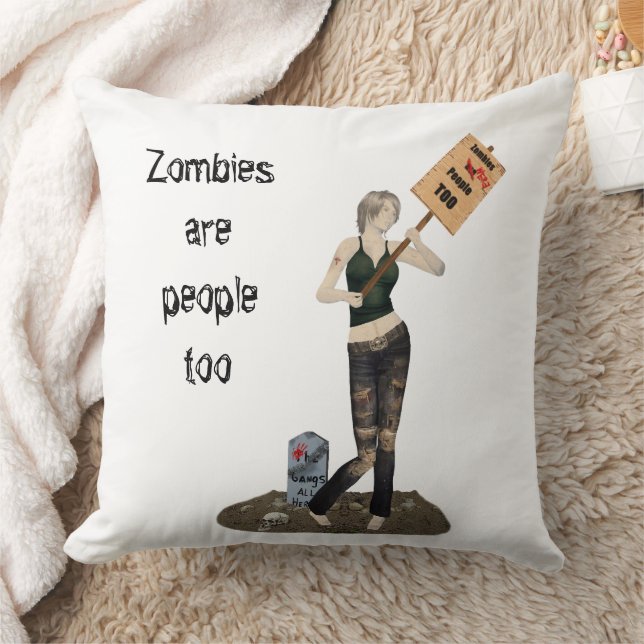 Zombie Pin Up Girl Protest II Dekorativ kudde (Filt)