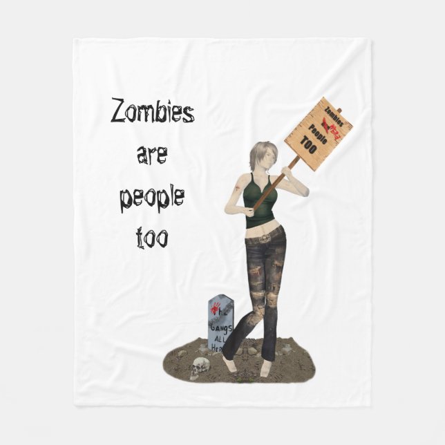 Zombie Pin Up Girl Protest II Fleece Blanket (Framsidan)