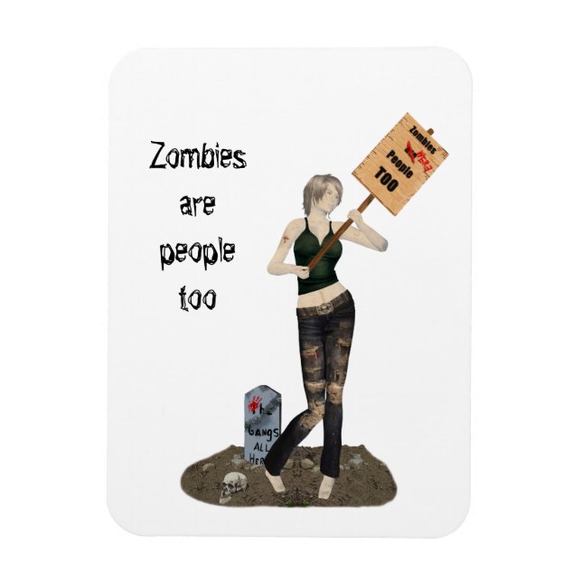 Zombie Pin Up Girl Protest II Flexible Magnet (Vertikal)