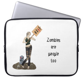 Zombie Pin Up Girl Protest II Laptop sleeve Quote