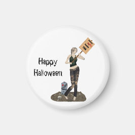 Zombie Pin Up Girl Protest II Magnet