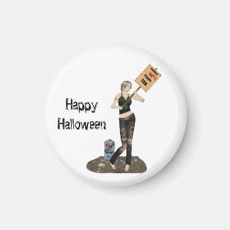 Zombie Pin Up Girl Protest II Magnet