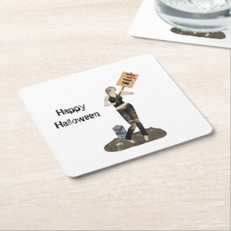 Zombie Pin Up Girl Protest II Papper Underlägg