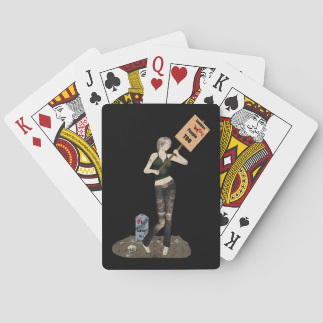 Zombie Pin Up Girl Protest II - spelkort (Baksidan)