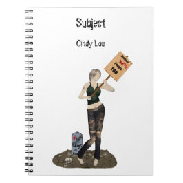 Zombie Pin Up Girl Protest II Spiral Anteckningsbok