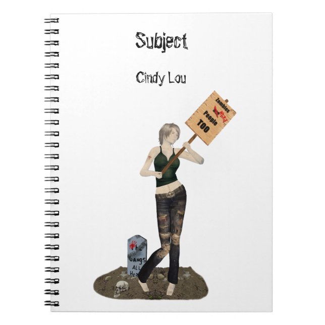 Zombie Pin Up Girl Protest II Spiral Anteckningsbok (Framsidan)