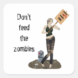 Zombie Pin Up Girl Protest II Stickers Fyrkantigt Klistermärke