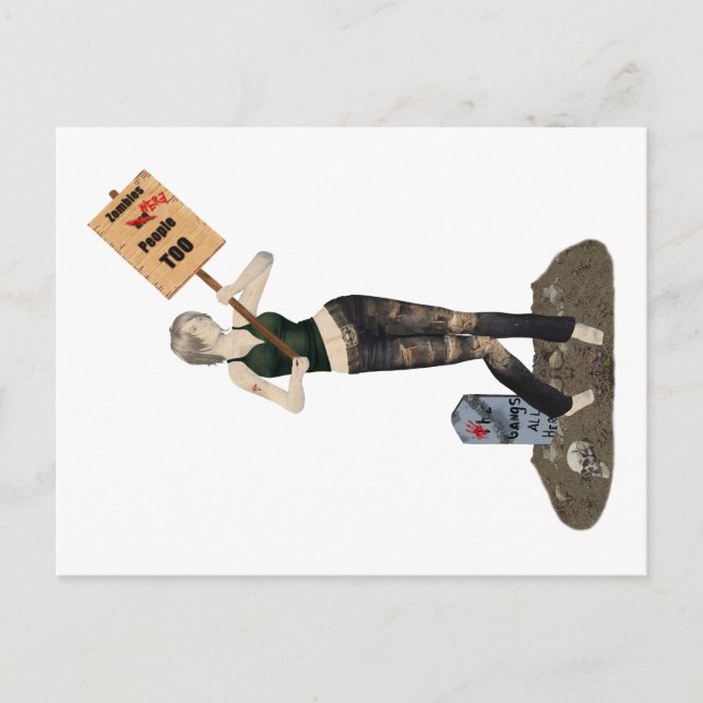 Zombie Pin Up Girl Protest II-vykort Vykort (Framsida)