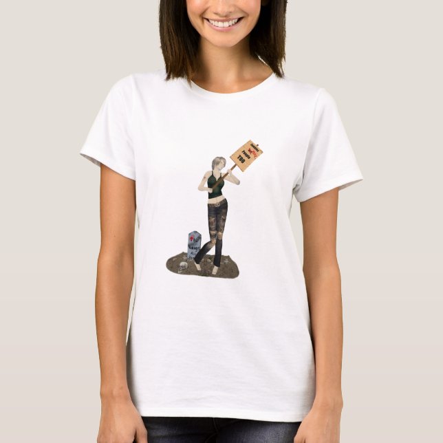 Zombie Pin Up Girl Protest II Womans T-Shirt (Framsida)
