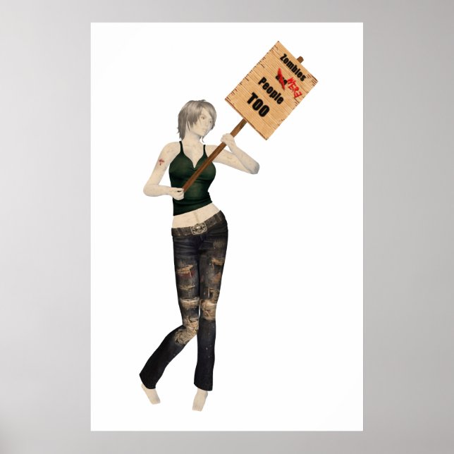Zombie Pin Up Girl Protest jag Poster (Framsidan)