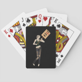 Zombie Pin Up Girl Protest jag spelar kort Casinokort