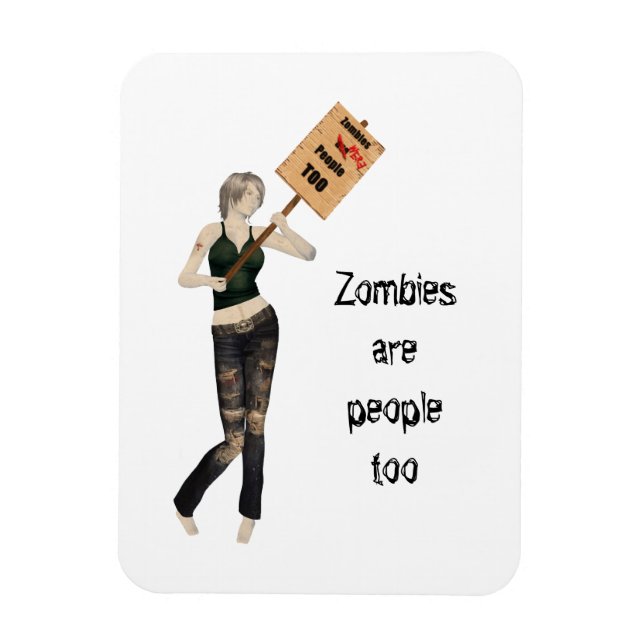 Zombie Pin Up Girl Protest om flexibel magnet (Vertikal)