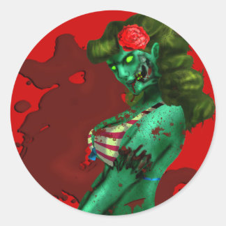 Zombie Pin-up Sticker Runt Klistermärke