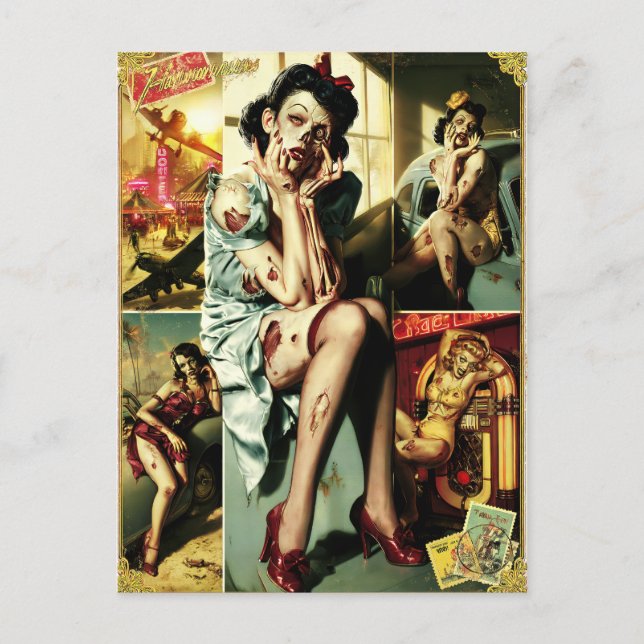 Zombie Pin-Up's II Vykort (Framsida)