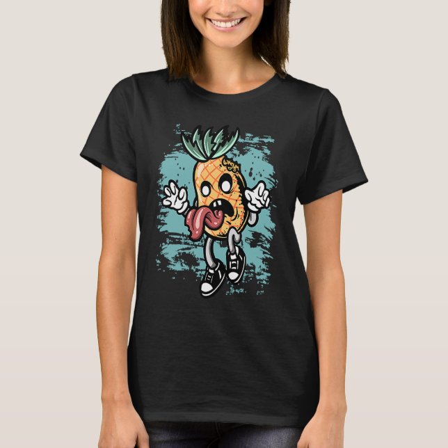 Zombie Pineapple Graphic Zombie Halloween Costume T Shirt (Framsida)