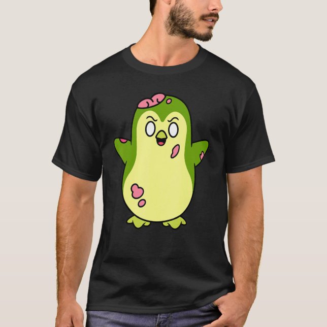 Zombie Pingvin Halloween Djur Söt Monster Grafisk T Shirt (Framsida)