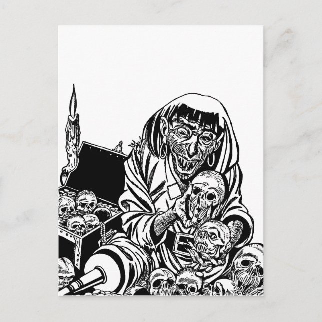 zombie pirat skattar monsterskräckkonst vykort (Framsida)
