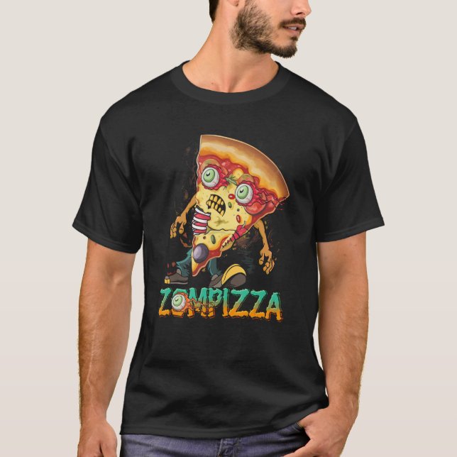 Zombie Pizza Zompizza Funny Halloween Zombie Food T Shirt (Framsida)