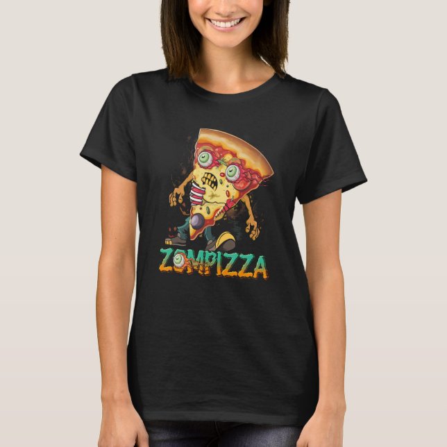 Zombie Pizza Zompizza Funny Halloween Zombie Food T Shirt (Framsida)